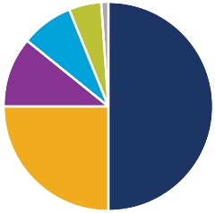UFG-Foundation-HistoricalGiving Pie chart showing historical UFG Foundation giving percentages