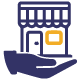 Hand holding building icon